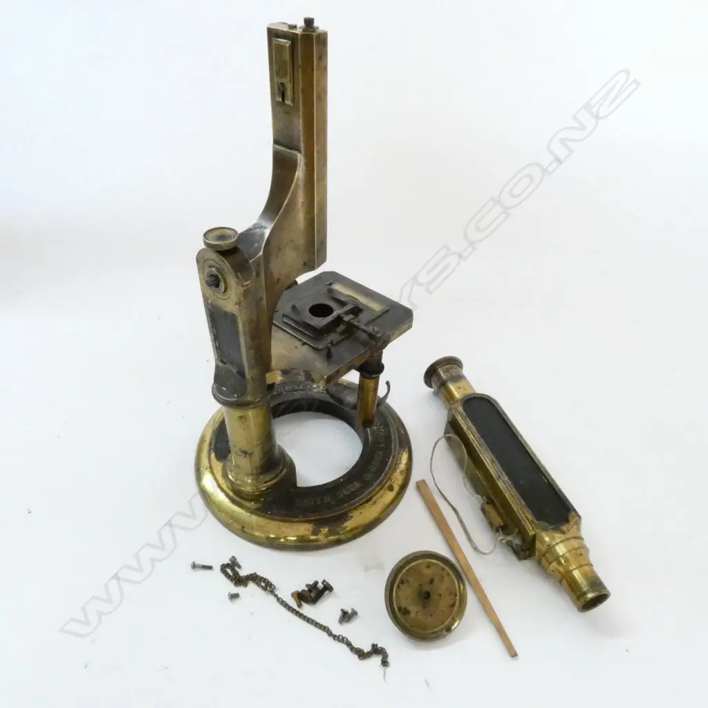 SMITH BECK & BECK UNIVERSAL MICROSCOPE IN PARTS & PARTS ABSENT, IN BOX Image 1++